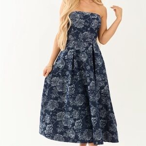 Flying Tomato Blue Floral Midi Dress